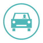 Logo of a car with a driver inside