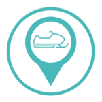 Icon of a snowmobile inside of a pin marker